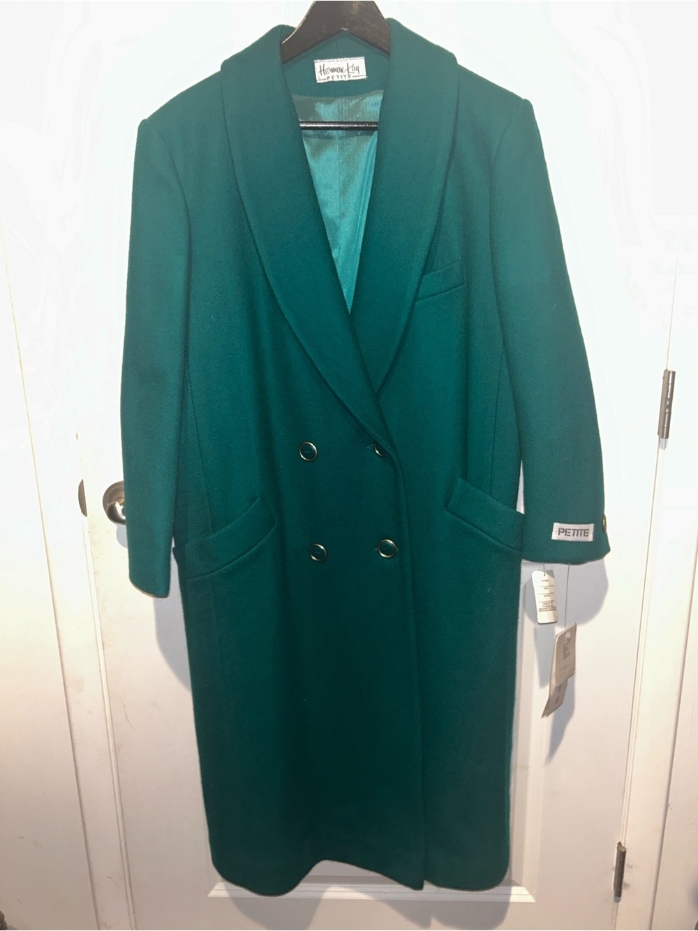 Vintage Emerald Green Double-Breasted Wool Coat